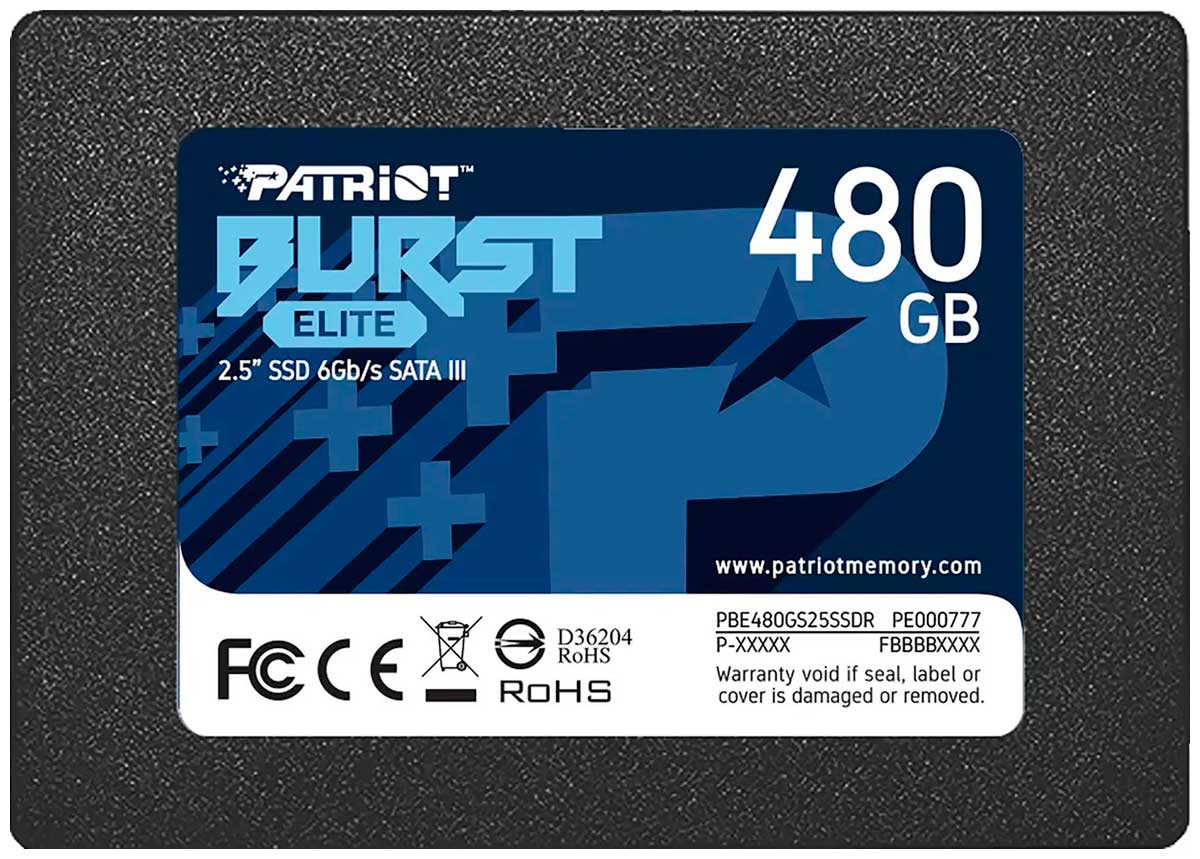 Изображение товара SSD Patriot Burst Elite 480 Гб SATA III 2.5 дюйма надежный скорости