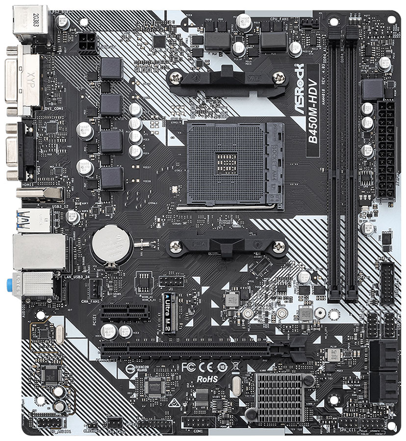 Материнская плата Asrock B450M-HDV R4.0 Soc-AM4 AMD B450 2xDDR4 mATX AC'97 8ch(7.1) GbLAN RAID VGA D Материнская плата Asrock B450M-HDV R4.0 Soc-AM4 AMD B450 2xDDR4 mATX AC'97 8ch(7.1) GbLAN RAID VGA D