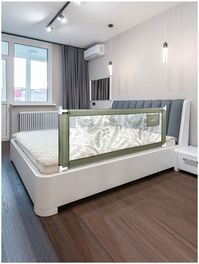 Изображение товара Барьер защитный для кровати Amarobaby safety of dreams, оливковый, 150 см. (AB-SOFD-BSR-OL-150)