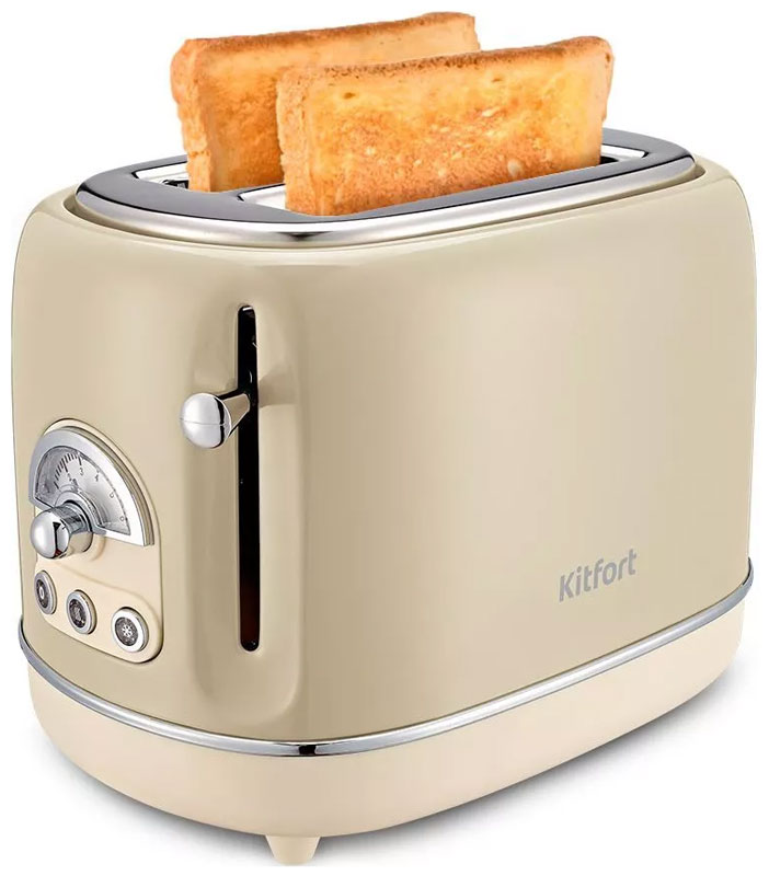 Изображение товара Стильный бежевый тостер Kitfort КТ-4004-3 с регулятором и функциями разморозки