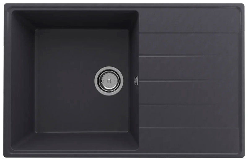 Изображение товара Кухонная мойка Ulgran Quartz Prima 780-08 черная с оборачиваемым крылом