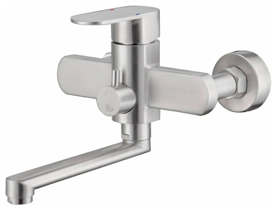 Изображение товара Смеситель для ванны Haiba HB806 сталь с душевым гарнитуром