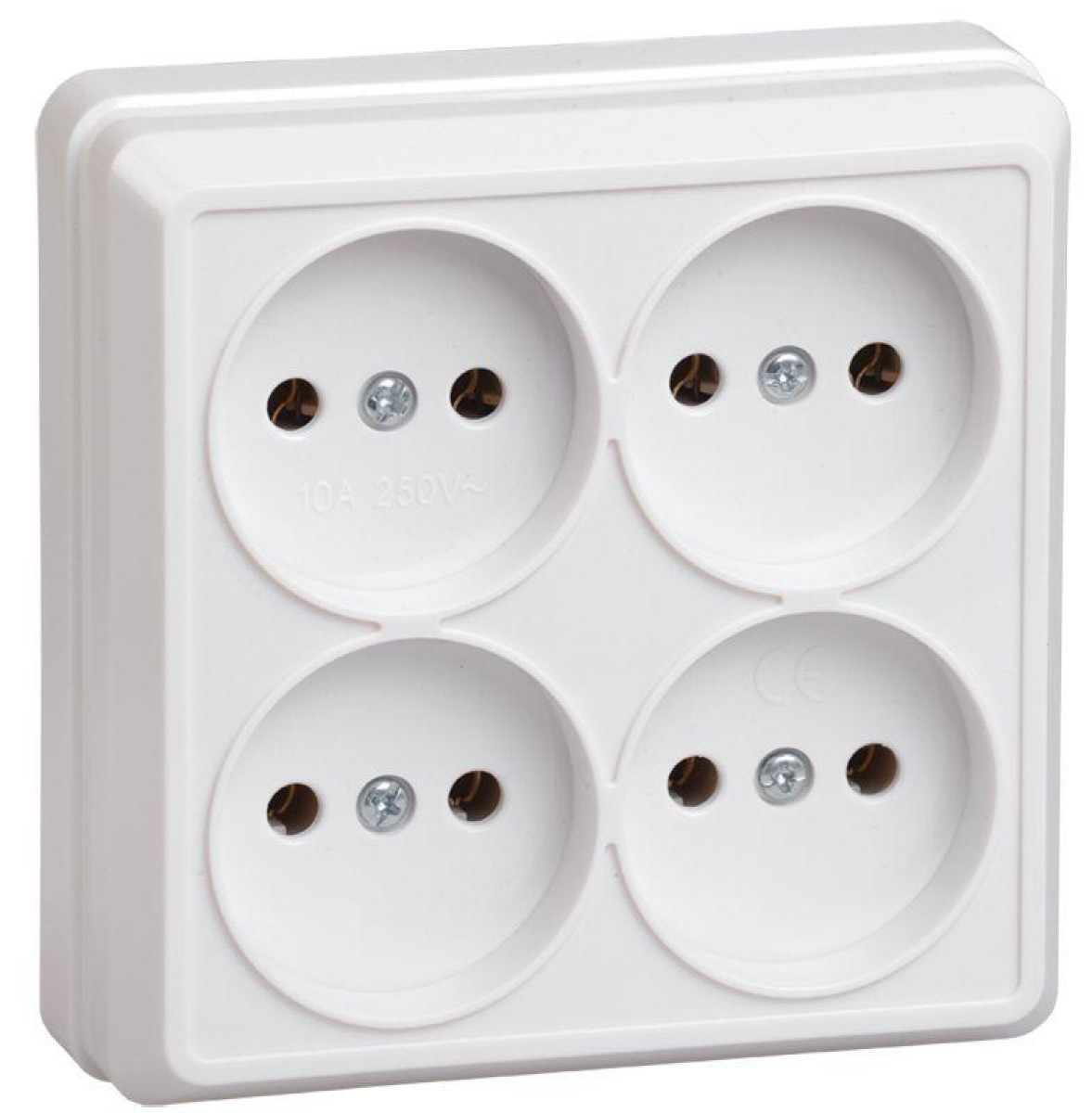 Изображение товара Розетка IEK 4-м ОП Октава 10А IP20 без заземления белая для внутренней установки