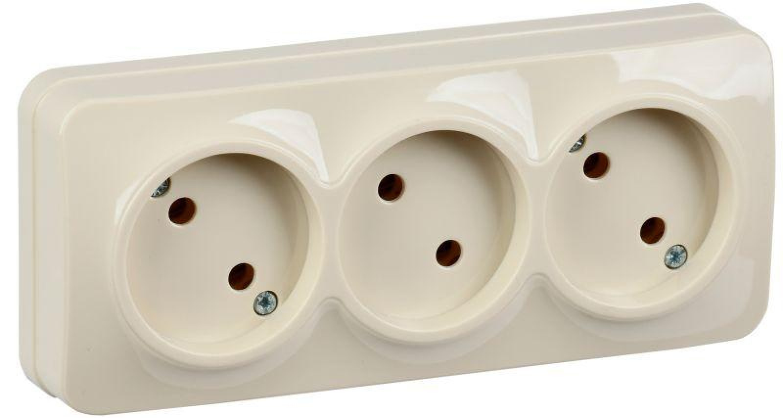 Изображение товара Розетка IEK 3-м ОП GLORY РС23-2-ХК 10А без заземления, накладная, пластиковая, IP20, 3 гнезда