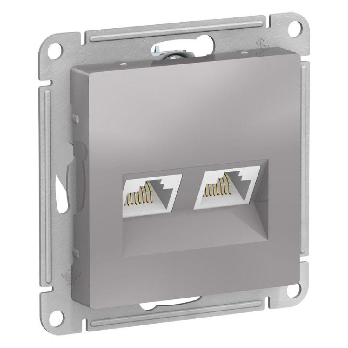 Изображение товара Розетки Systeme Electric Розетка компьютерная 2-м AtlasDesign RJ45 кат.5E механизм алюм. SE