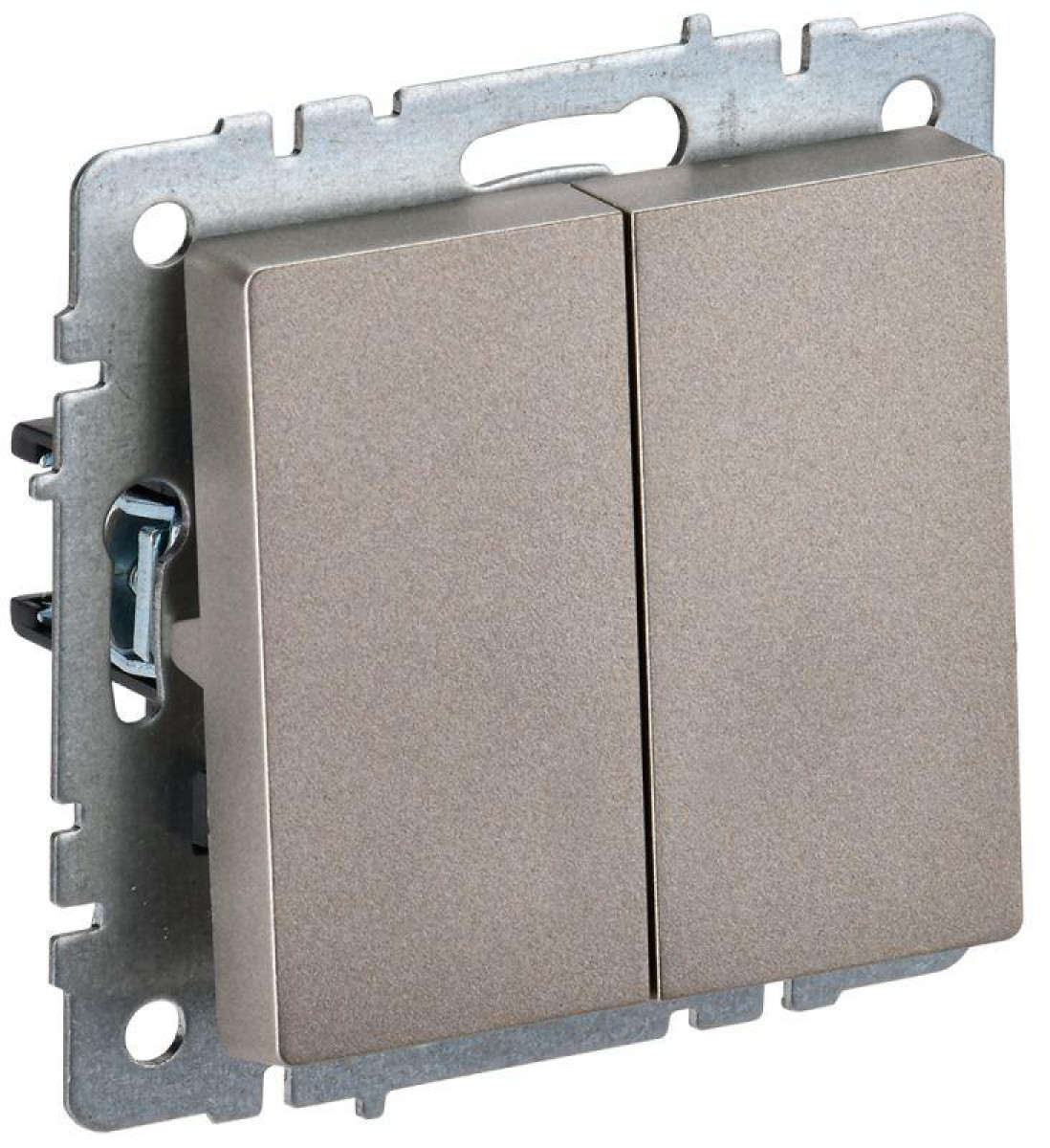 Изображение товара Выключатели, переключатели, диммеры IEK Выключатель проходной 2-кл. СП BRITE ВС10-2-6-БрШ 10А шампань