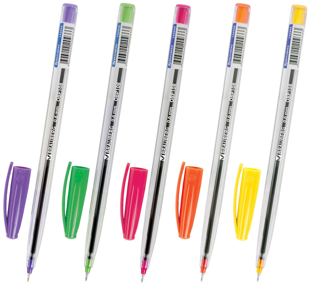 

Ручка шариковая Brauberg Ice Color, синяя, выгодный комплект 50 штук, детали ассорти, узел 0,6 мм (880167), Прозрачный