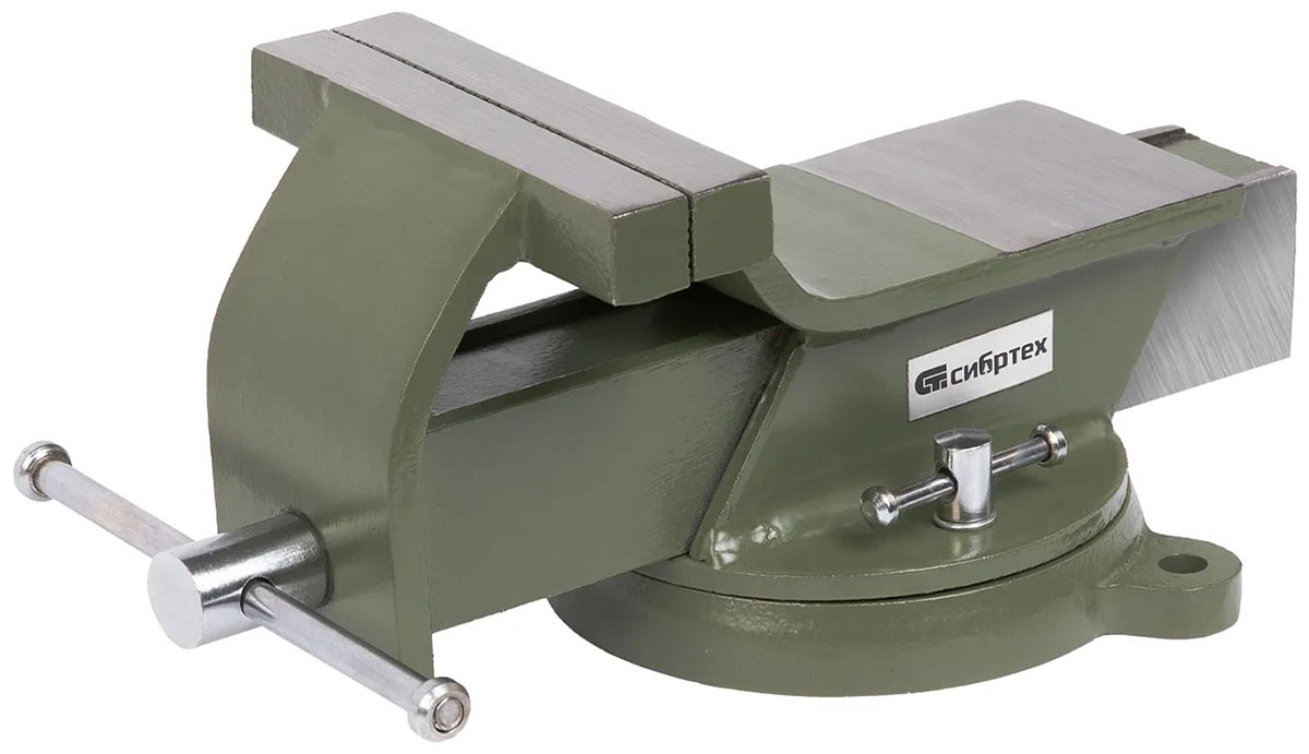 Изображение товара Слесарные тиски Сибртех 125 мм, стальные с поворотным механизмом и наковальней