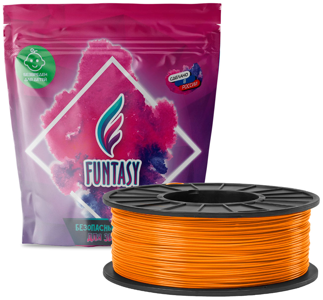 Пластик в катушке Funtasy PETG, 1.75 мм, 1 кг, оранжевый нить для 3d печати sunlu pla silk petg meta 1 75 мм fdm 5 кг 1 кг 0 02 фунта