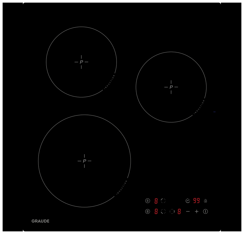 Изображение товара Электрическая варочная панель Graude IK 45.0 S 3 индукционные конфорки таймер сверкающий дизайн