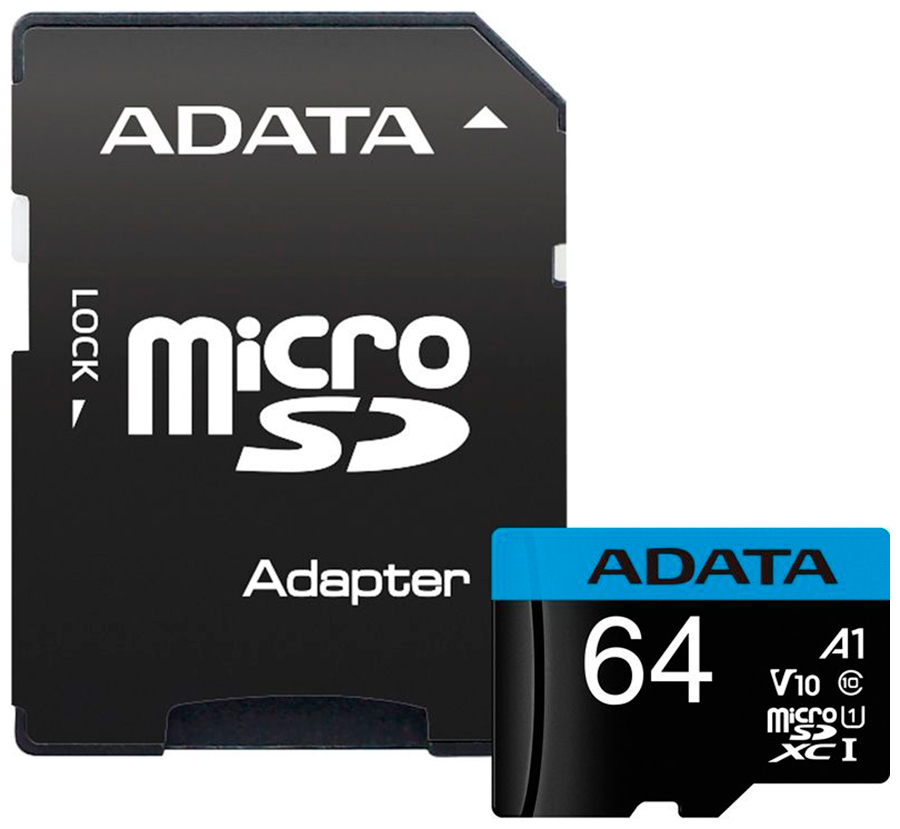 Изображение товара Карта памяти Adata MICRO, SDXC, 64 GB, CLASS 10, W/A (AUSDX64GUICL10A1-RA1)