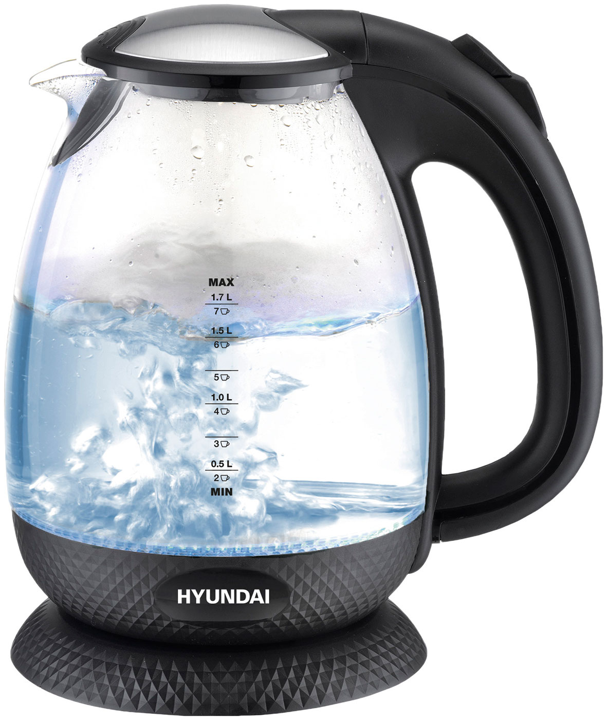 Изображение товара Чайник Hyundai HYK-G3804, 1.7 л., 2200 Вт, черный