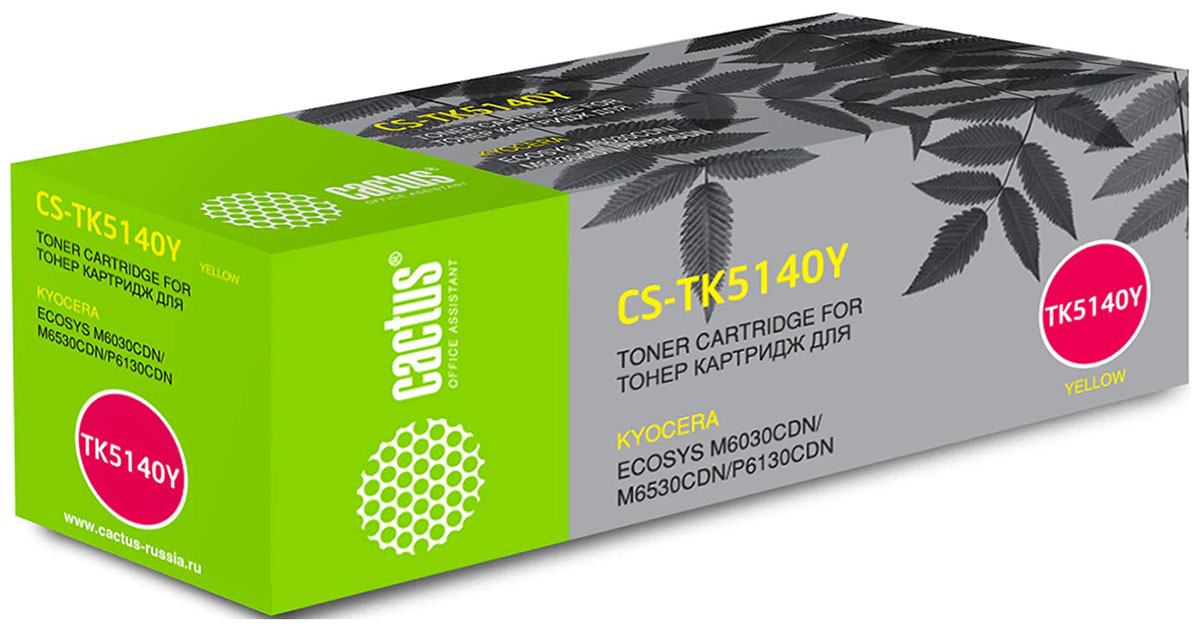Изображение товара Тонер-картридж Cactus CS-TK5140Y для KYOCERA Ecosys M6030cdn/M6530cdn, желтый, ресурс 5000 страниц