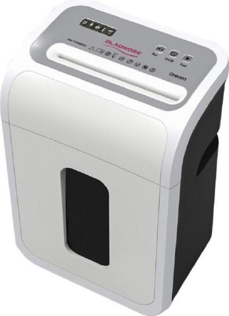 Изображение товара Уничтожитель бумаги (шредер) Gladwork Dream P-20CD серый (секр.P-4) фрагменты 20лист. 20лтр. скрепки скобы пл.карты CD