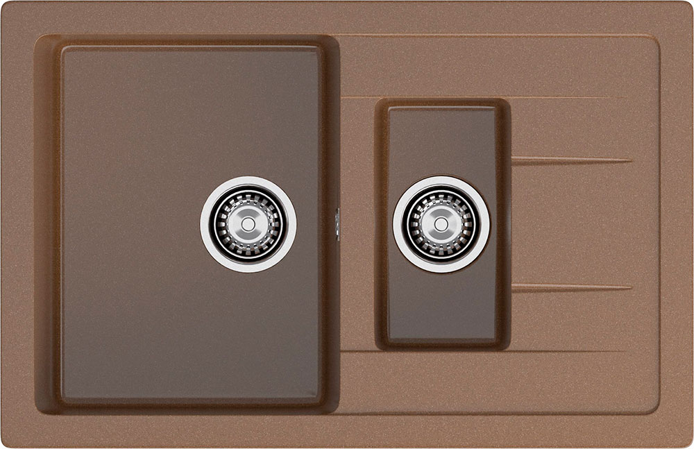 Изображение товара Кухонная мойка GranFest QUADRO 775KL, 1,5 чаши+крыло, 765*495 мм, терракот (Q-775KL терракот)