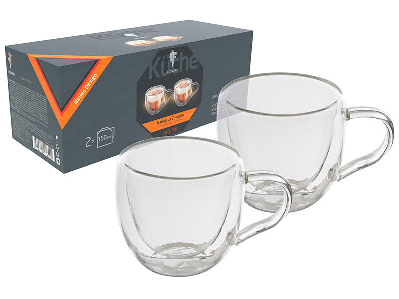 Изображение товара Набор из 2 чашек Leonord AROMA, 150 мл, боросиликатное стекло, с двойными стенками (008243)