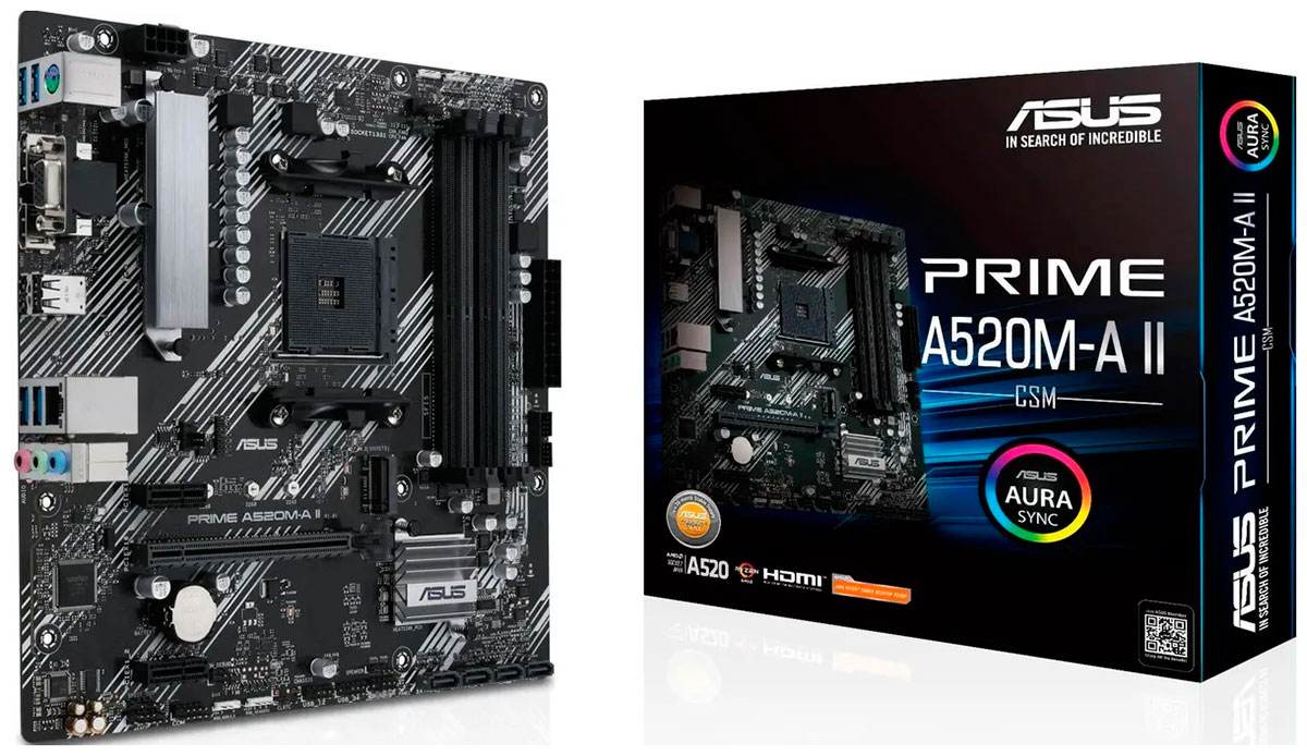Изображение товара Материнская плата Asus PRIME A520M-A II/CSM AM4 MicroATX для Ryzen DDR4