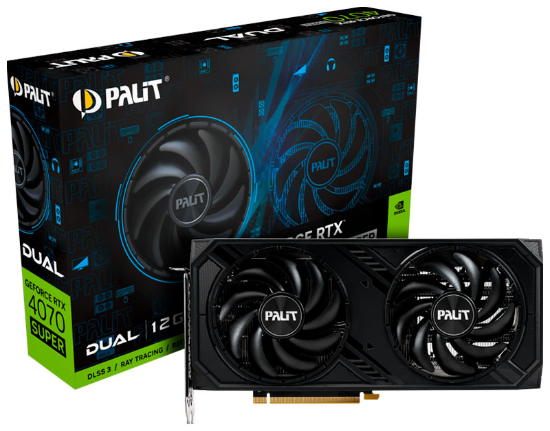 

Видеокарта Palit GeForce RTX4070 SUPER DUAL 12GB (NED407S019K9-1043D), Черный