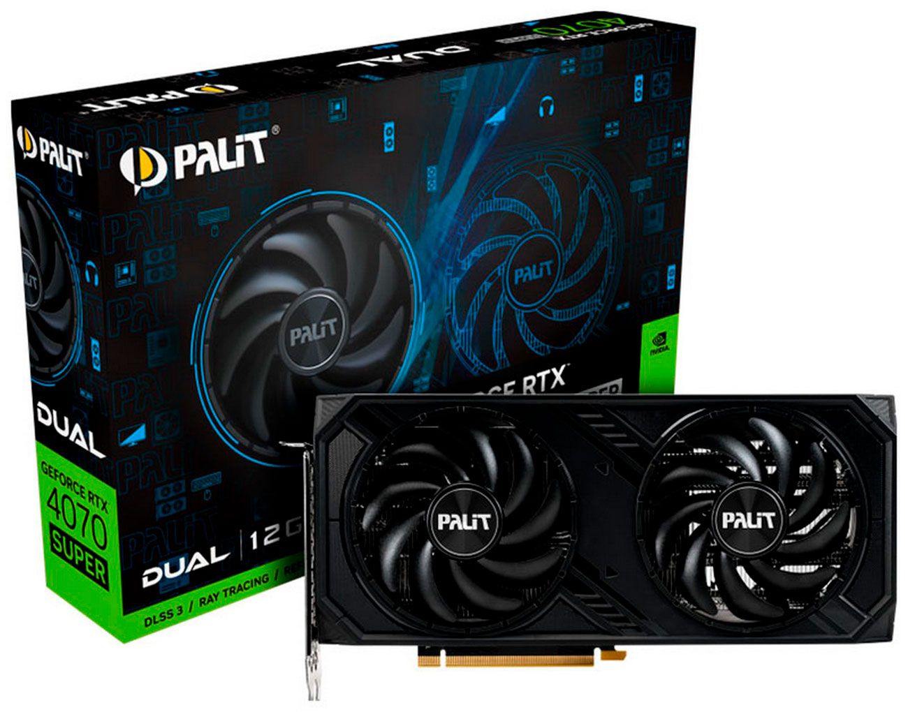 Изображение товара Palit GeForce RTX 4070 SUPER Dual 12GB видеокарта с воздушным охлаждением