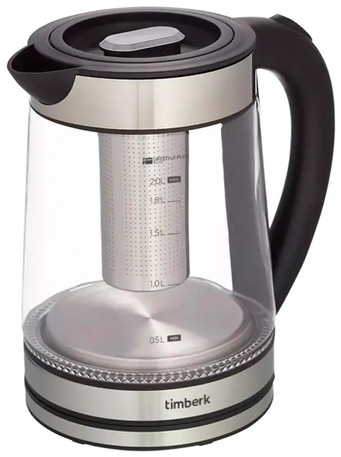 

Чайник электрический Timberk T-EK27G01, 1800 Вт, 2л, черный, Прозрачный/черный