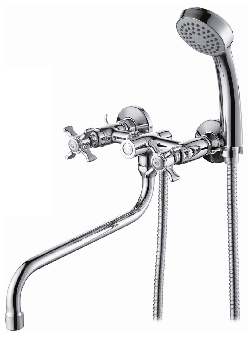 Изображение товара Смеситель для ванны D-Lin D143807 с душевым гарнитуром и вращающимся изливом хром