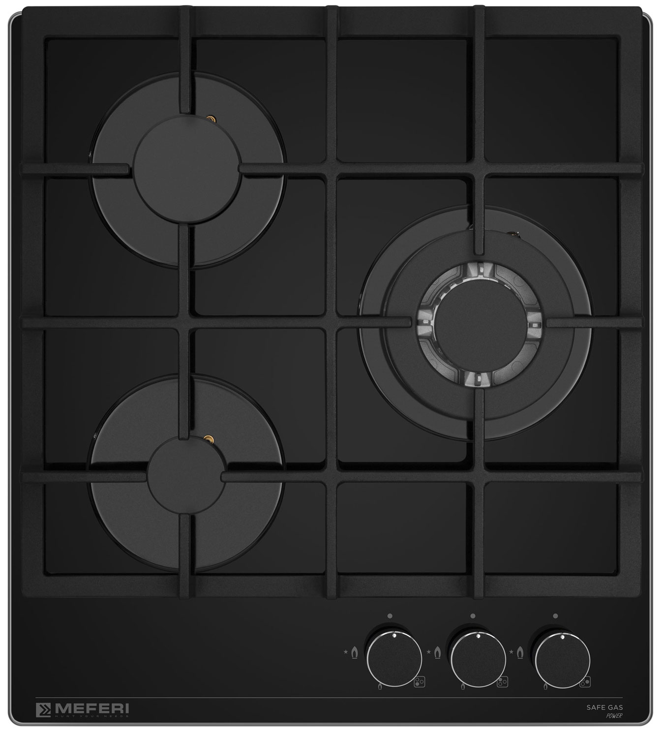 

Газовая варочная панель Meferi MGH453BK GLASS POWER, Черный