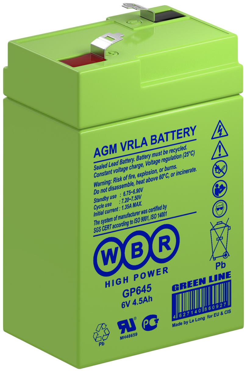 Изображение товара Аккумуляторная батарея для ИБП WBR GP645 (6В, 4.5Ач)