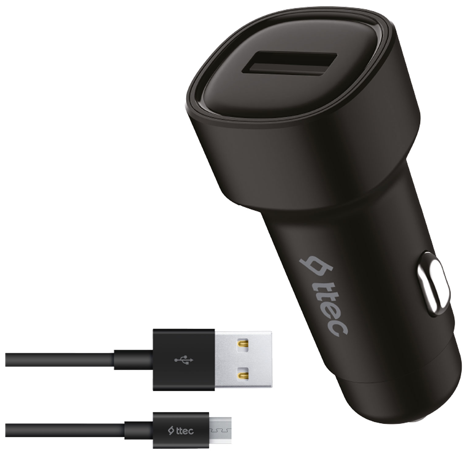 Изображение товара Автомобильное зарядное устройство Ttec SmartCharger 2.4A Car Charger с кабелем Micro USB, черный (2CKS30MS)