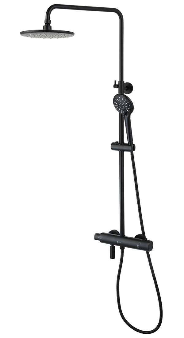 Изображение товара Душевая термостатическая система Lemark с верхним душем, латунь/чёрный (LM3772BL)