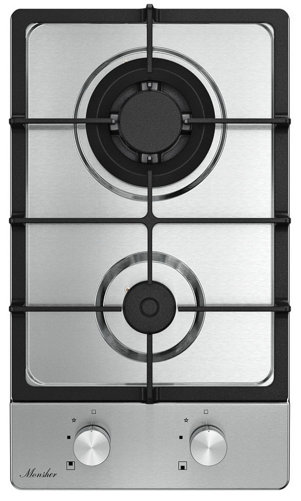 Изображение товара Газовая варочная панель Monsher MSG 33 Acier нержавеющая сталь 2 конфорки