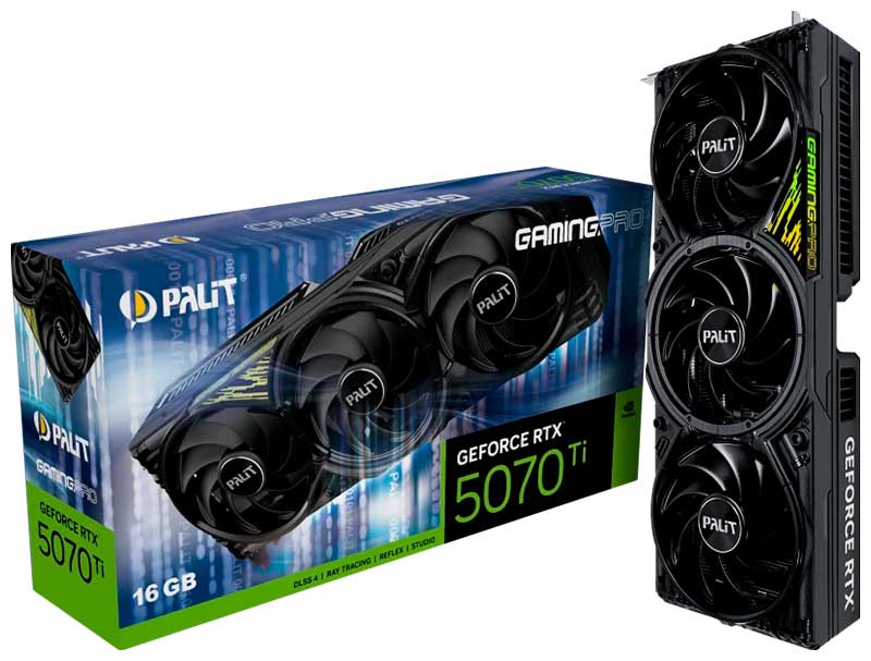 

Видеокарта Palit GeForce RTX 5070 Ti GAMINGPRO 16GB (NE7507T019T2-GB2031Y), Черный