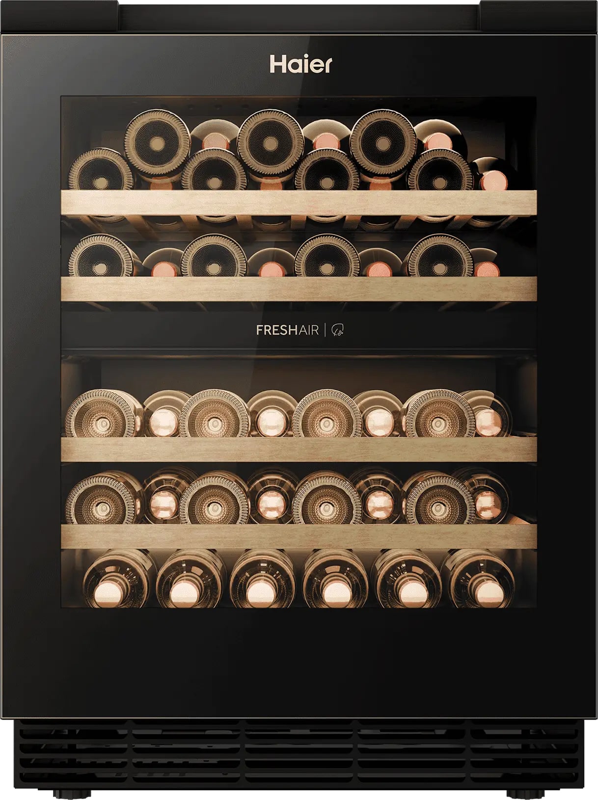 Изображение товара Встраиваемый винный шкаф Haier BIWC44GDAI с 2 зонами хранения и деревянными полками