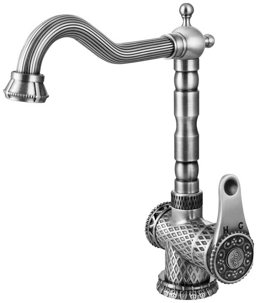 Изображение товара Кухонный смеситель Zorg A 408K-SL серии Antic латунь античное серебро винтажный стиль