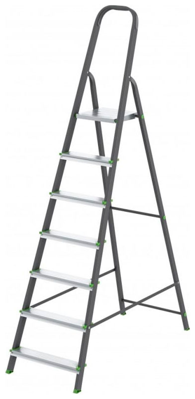 Изображение товара Стремянка Сибртех 97957, 7 ступеней, стальный профиль и алюминиевые ступени
