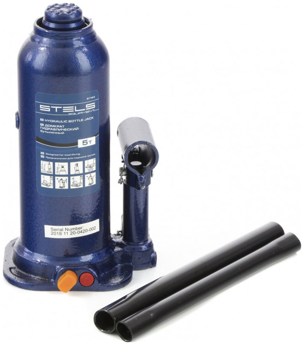 Изображение товара Гидравлический бутылочный домкрат 5 тонн Stels 51163 с высотой подъема 404 мм