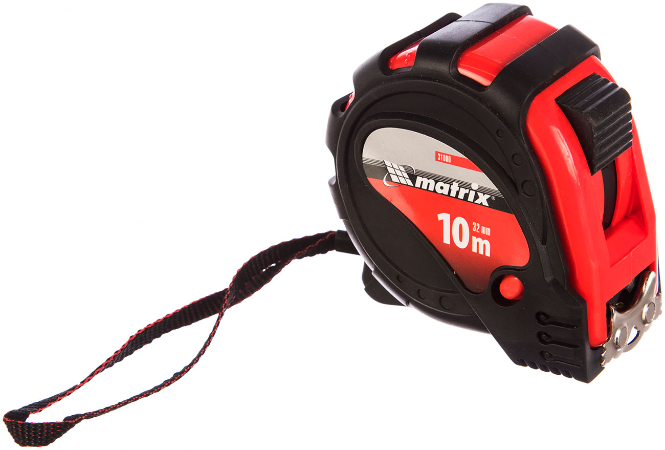 Изображение товара Рулетка Matrix 31000, Status magnet 3 fixations, 10 м х 32 мм, обрезиненный корпус, зацеп с магнитом