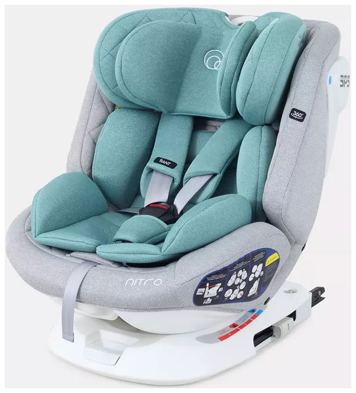 Автокресло Rant UB619 ''NITRO'' isofix Grey/Mint группа 0 -1-2-3(0-36 кг)