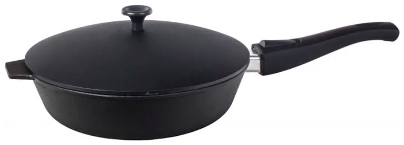 Изображение товара Сковорода Камская посуда с8061 чугунная 280х60 со съемной бакелитовой ручкой с алюминиевой крышкой