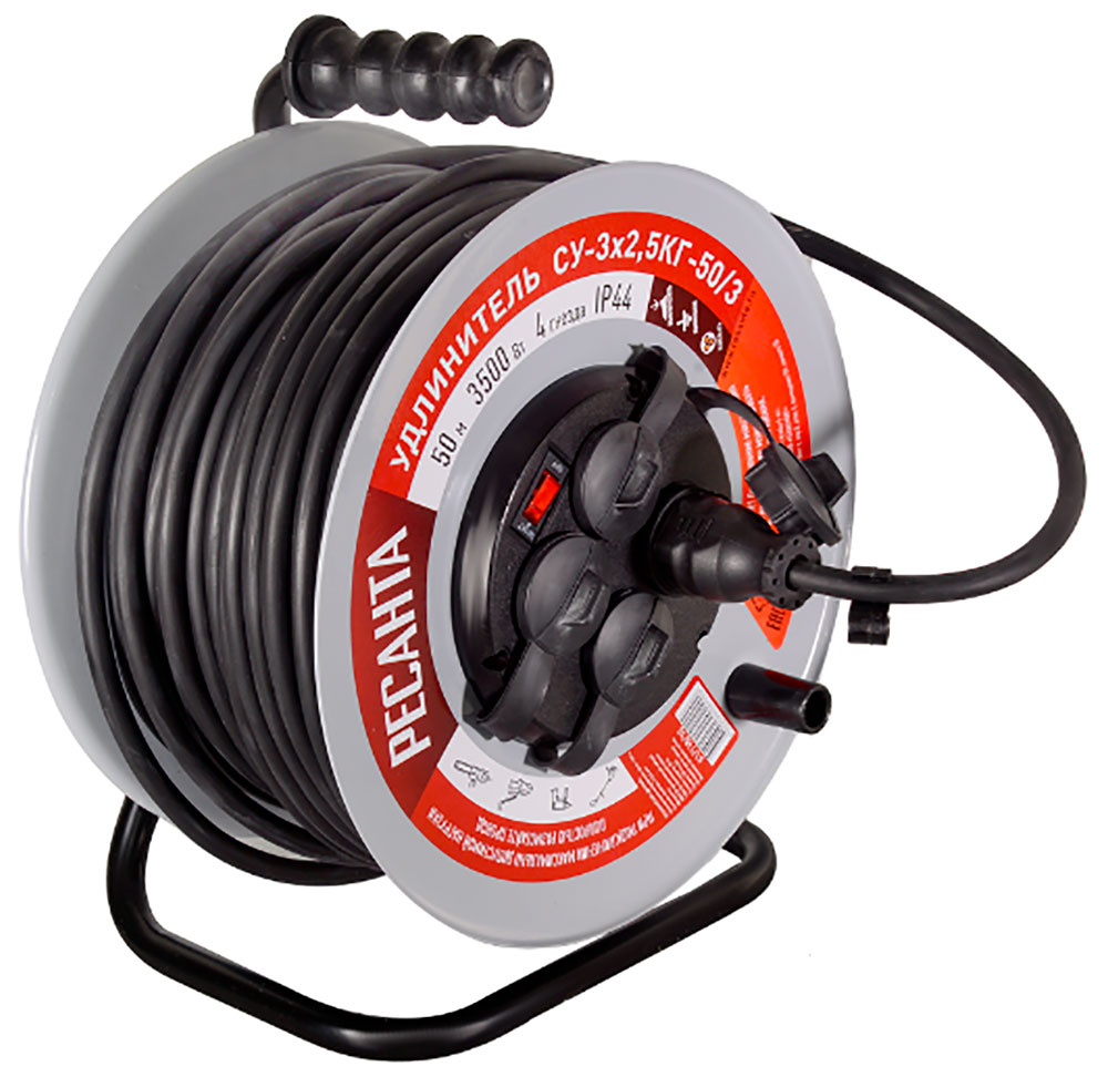 Изображение товара Удлинитель силовой на металлической катушке Ресанта СУ-3х2.5КГ-50/3