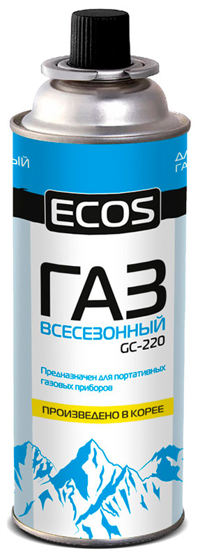 Изображение товара Газ в баллоне Ecos GC-220 всесезонный 220 г цанговый для портативных газовых приборов Изображение товара Газ в баллоне Ecos GC-220 всесезонный 220 г цанговый для портативных газовых приборов