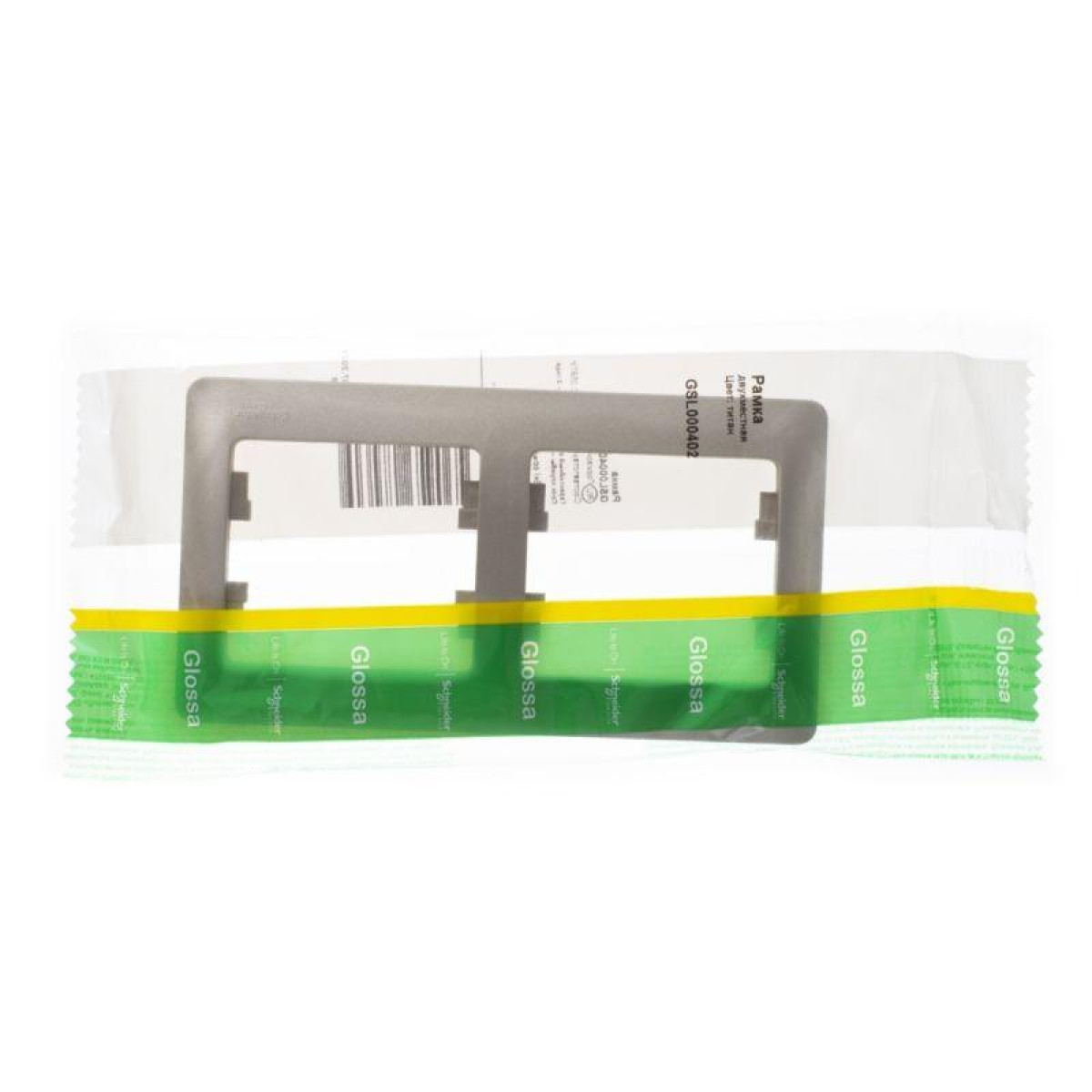 Изображение товара Рамка декоративная Glossa горизонтальная титан Systeme Electric IP20 2 места