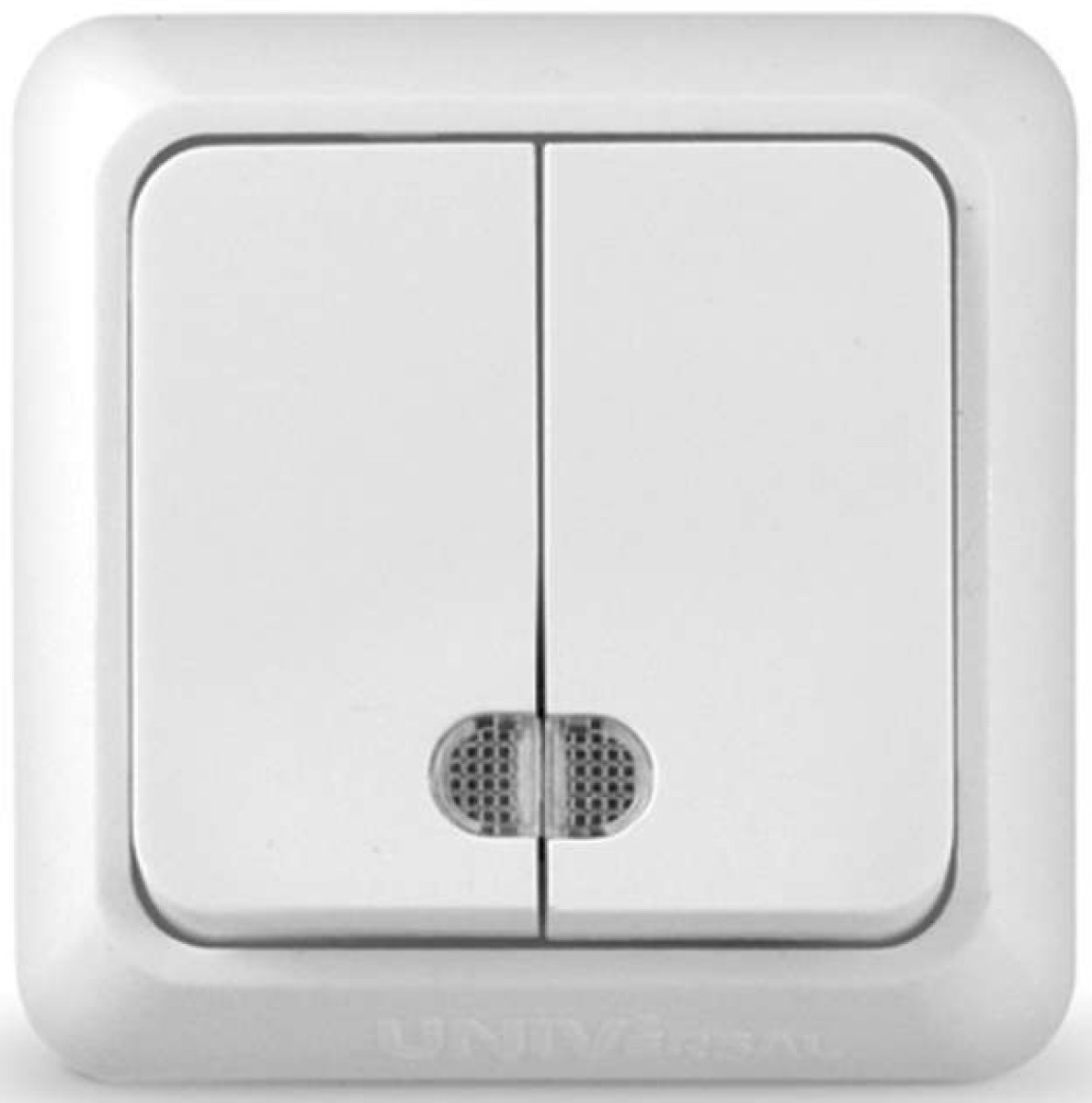 Изображение товара Выключатель 2-клавишный с подсветкой Олимп IP20 10А универсальный