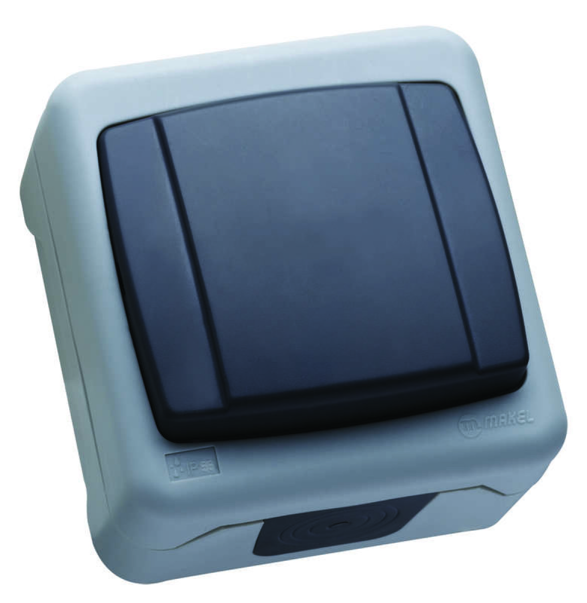 Изображение товара Выключатель 1-клавишный IP55 10А серого цвета Makel