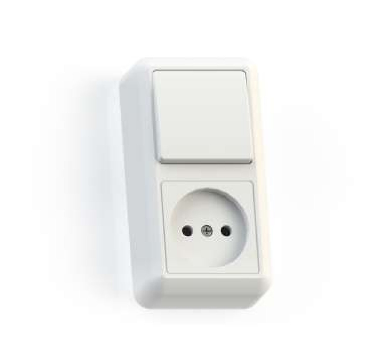 Изображение товара Блок комбинированный ОП БКВР-427 Оптима 1-кл выкл и розетка, белый