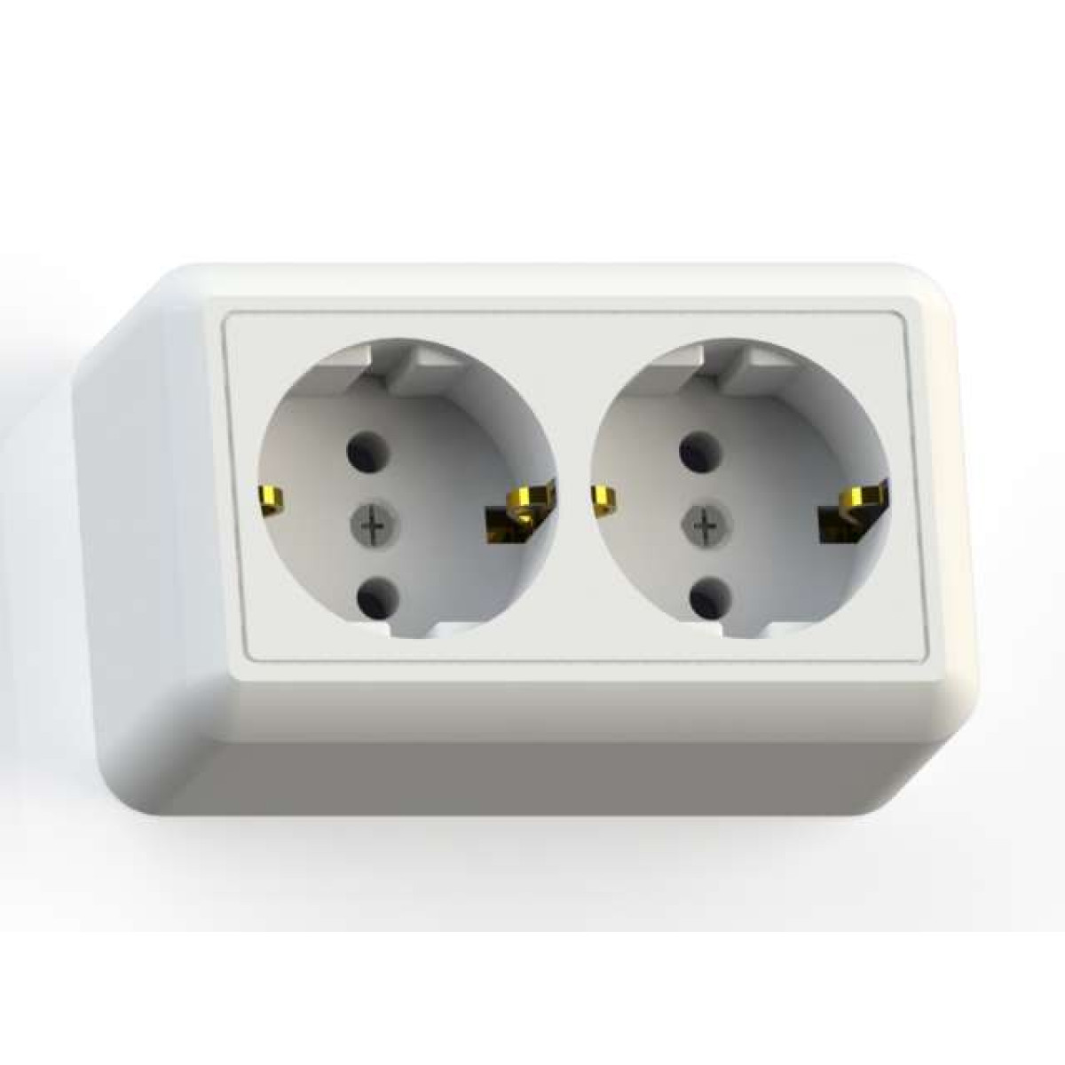 Изображение товара Розетка Кунцево-Электро 2-м ОП Оптима РА16-374 16А IP20 с заземлением белая