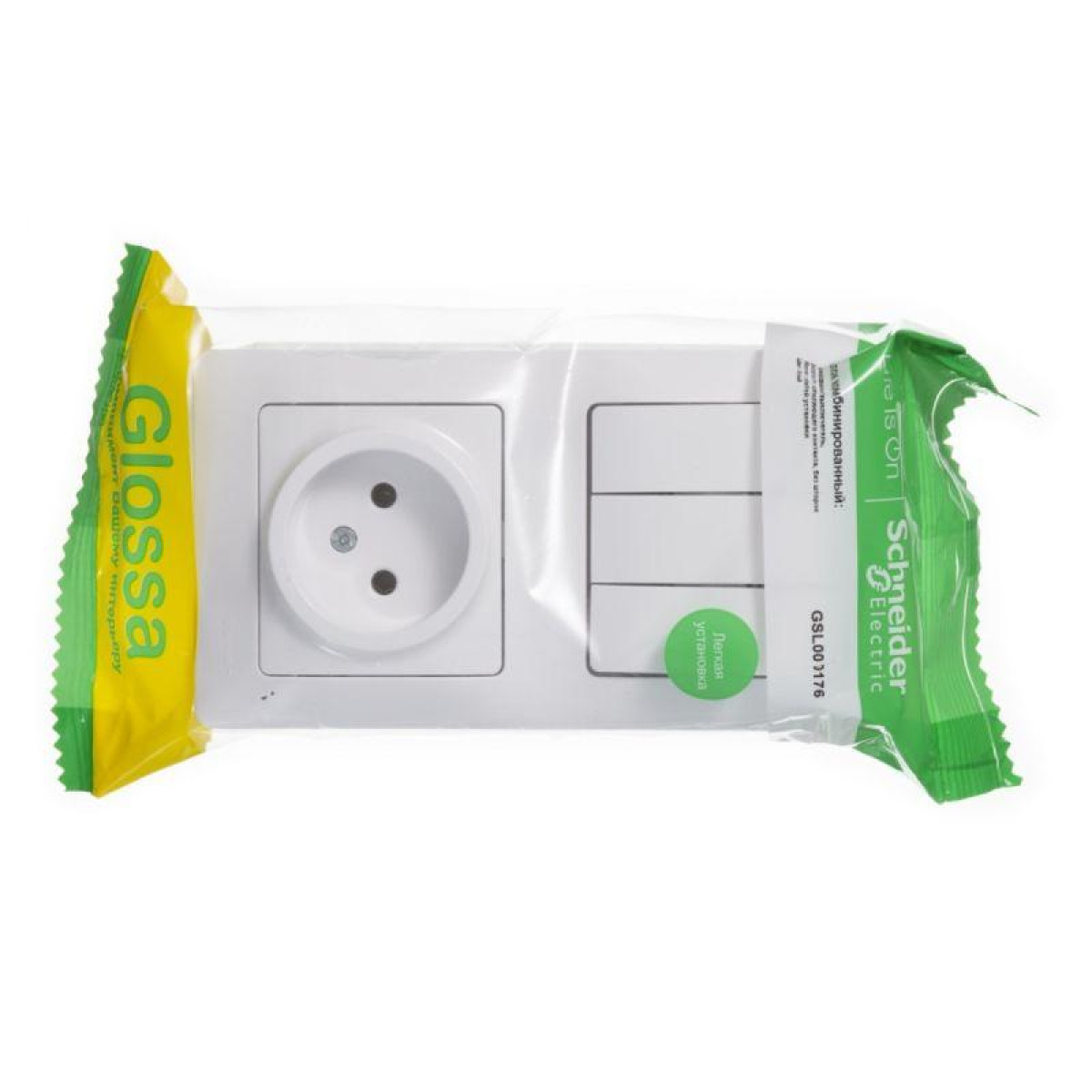 Изображение товара Комбинированный блок розетка и выключатель Systeme Electric Glossa белый