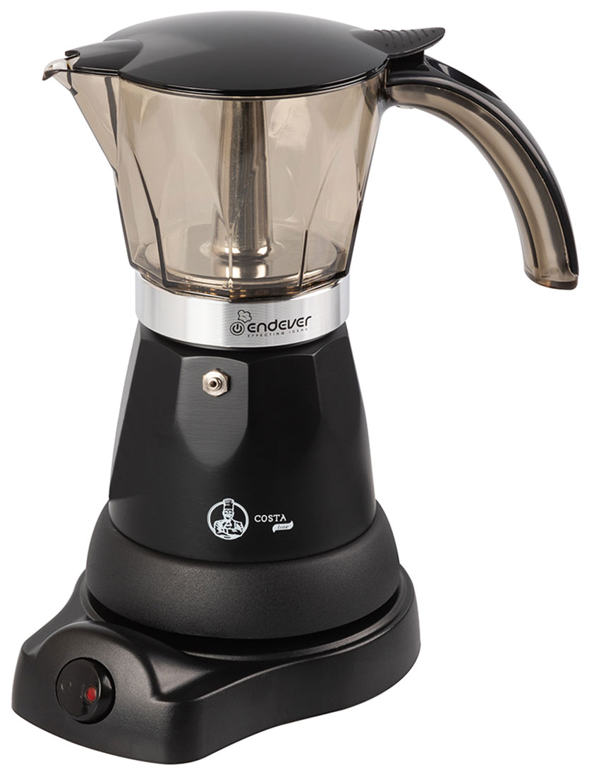 Кофеварка гейзерная Endever Costa-1020, черный/серебристый (70109) delonghi 7313284909 колба на 6 чашек для гейзерной кофеварки emkm6 b
