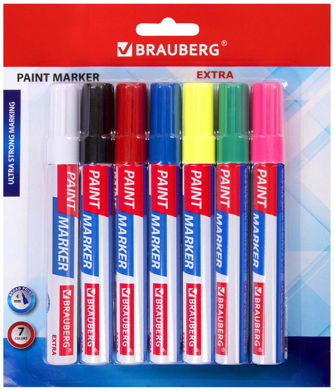 Изображение товара Набор маркеров Brauberg EXTRA (paint marker) 4 мм, 7 цветов (152001)