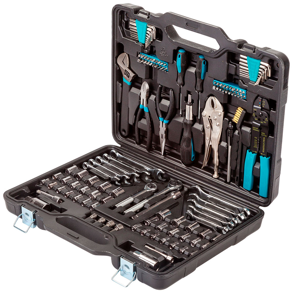 Изображение товара Набор слесарных инструментов Bort BTK-123 123 предмета в кейсе