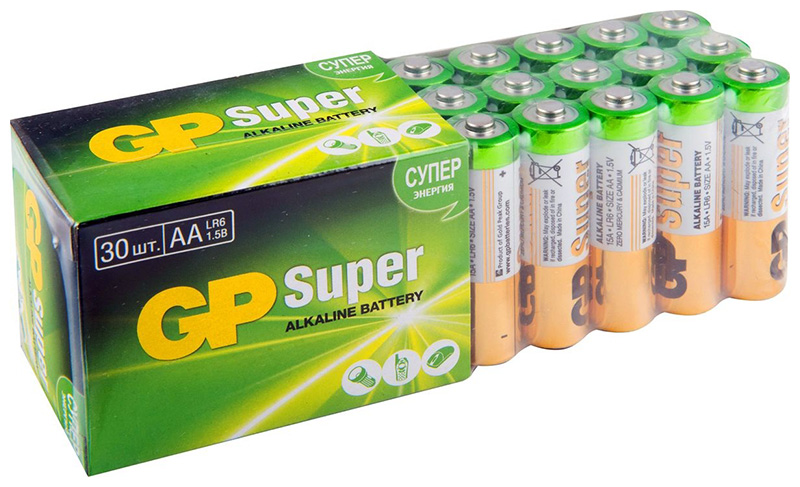 Батарейка GP Super Alkaline 15A LR6 AA (30шт) Батарейка GP Super Alkaline 15A LR6 AA (30шт)